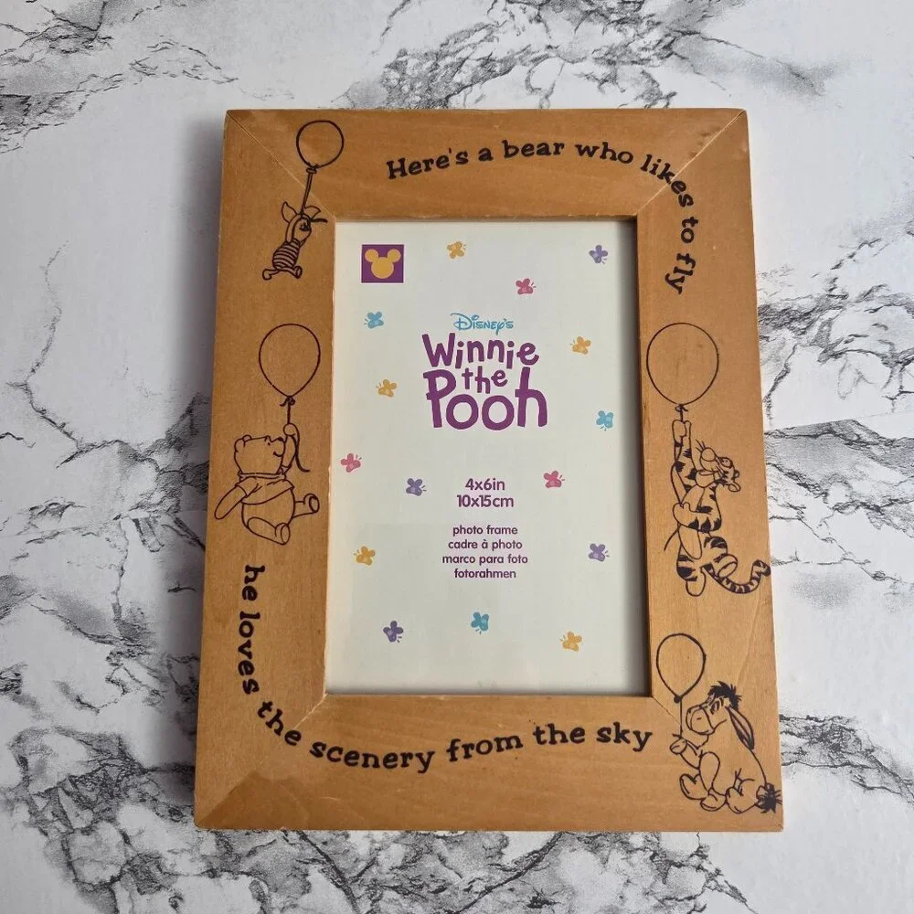 Vintage Disney's Winnie The Pooh 4x6 Wooden Picture Frame